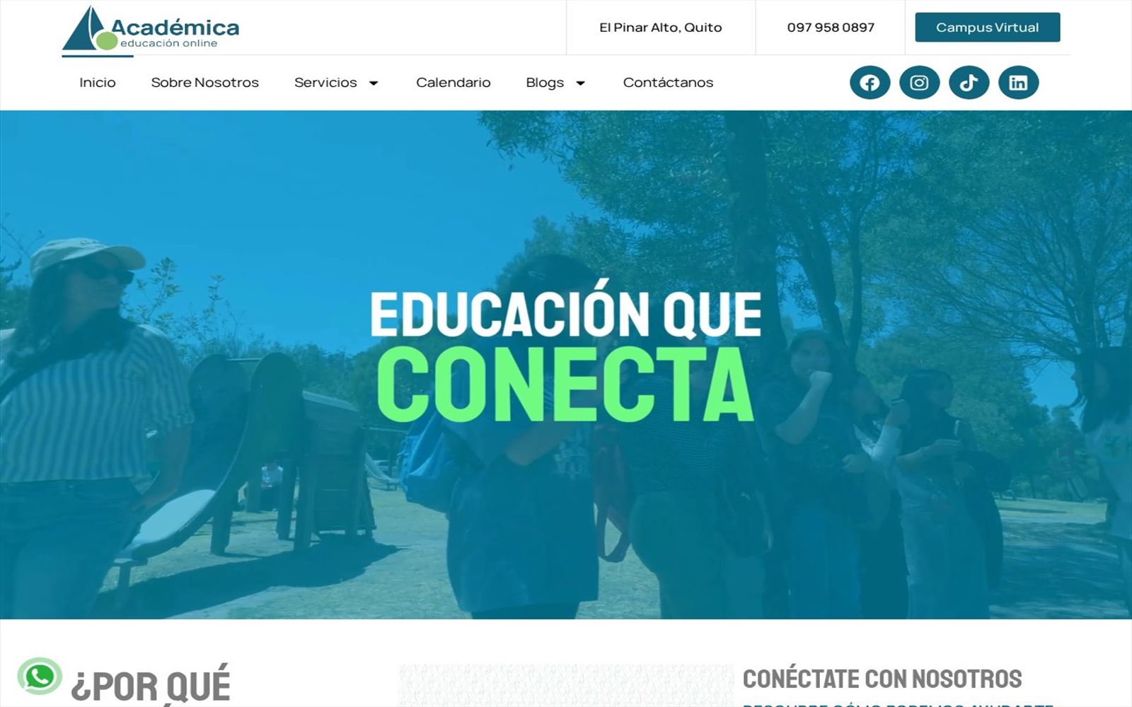 Captura de la plataforma Académica Educación Online
