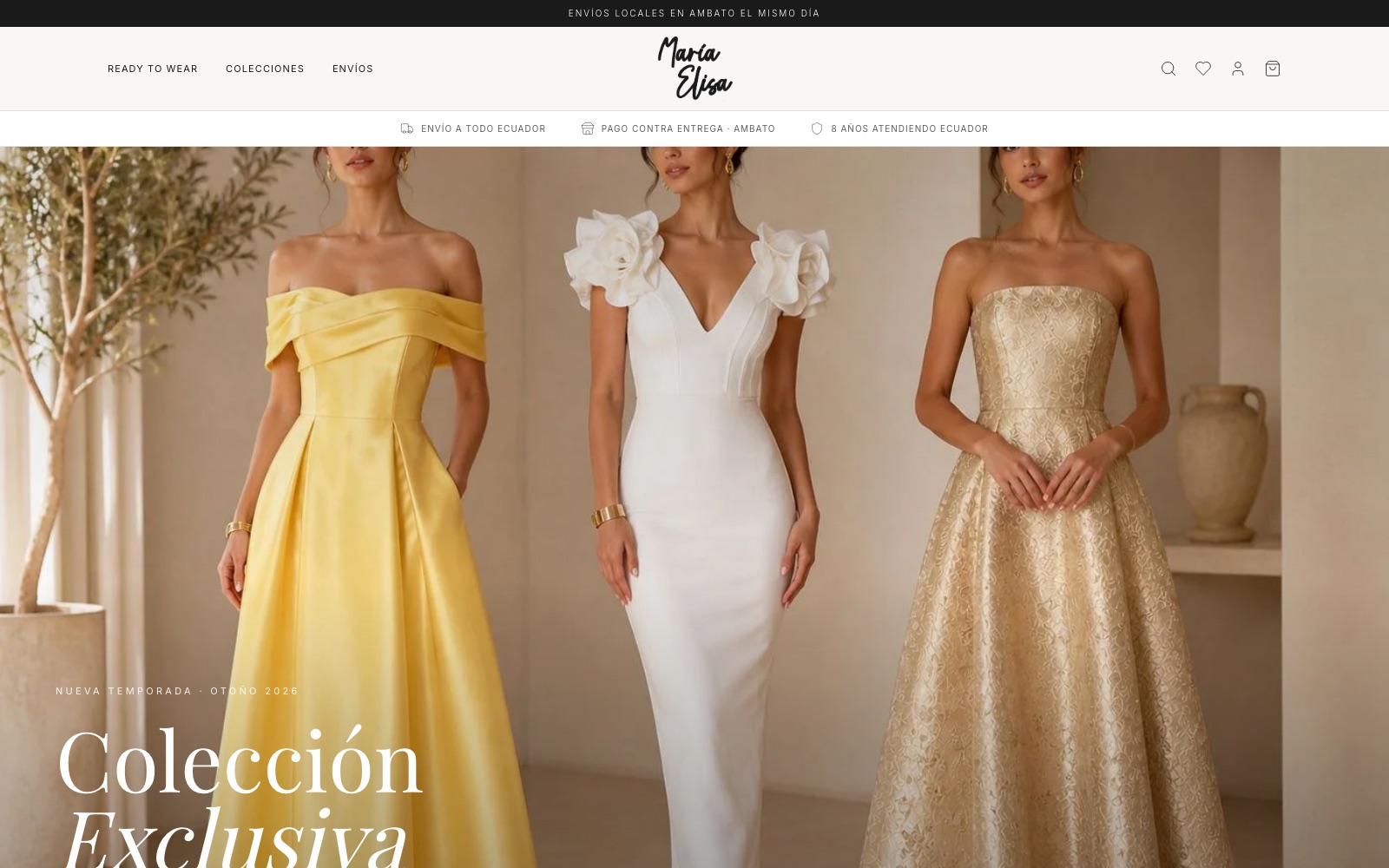 Captura de la tienda online María Elisa Ecuador